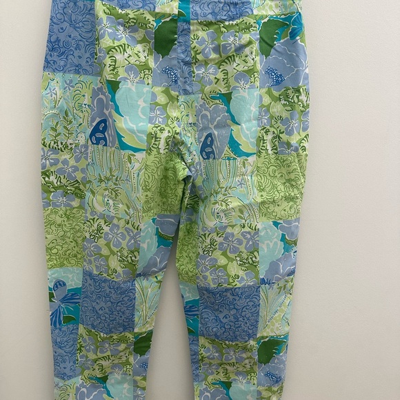 Vintage Lilly Pulitzer Animal zoo Blue Green Print Patchwork Cropped Capri sz 8 - Picture 4 of 9